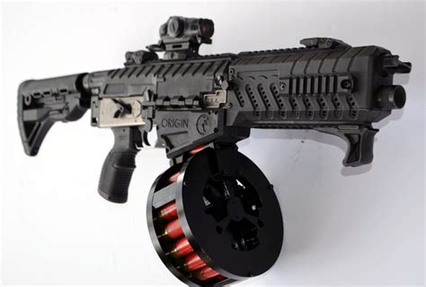 20 or 30 round <b>drum</b> magazine: Sights: Flip-up iron sights: The <b>Origin-12</b> is a semi-automatic magazine-fed combat shotgun, developed by <b>Fostech</b> Outdoors, which has been noted for its very high rate of fire. . Fostech origin 12 drum